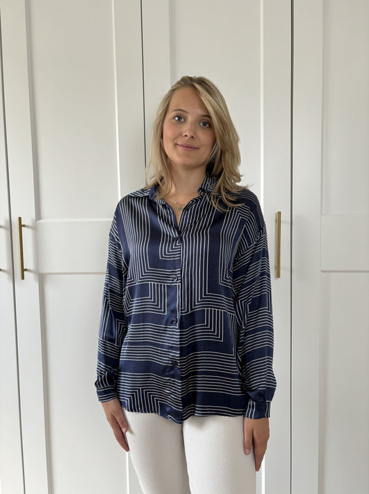 Bluse Geometrisch Dunkelblau