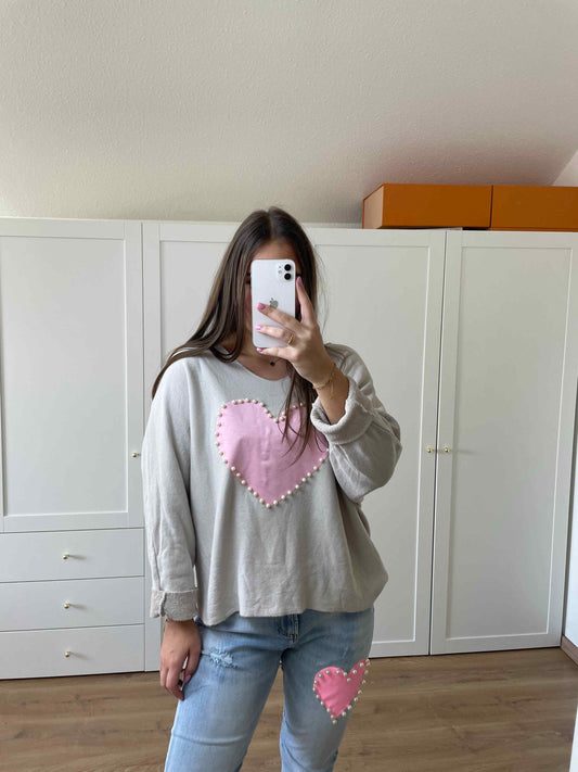 Pullover "Pinkheart" Taupe