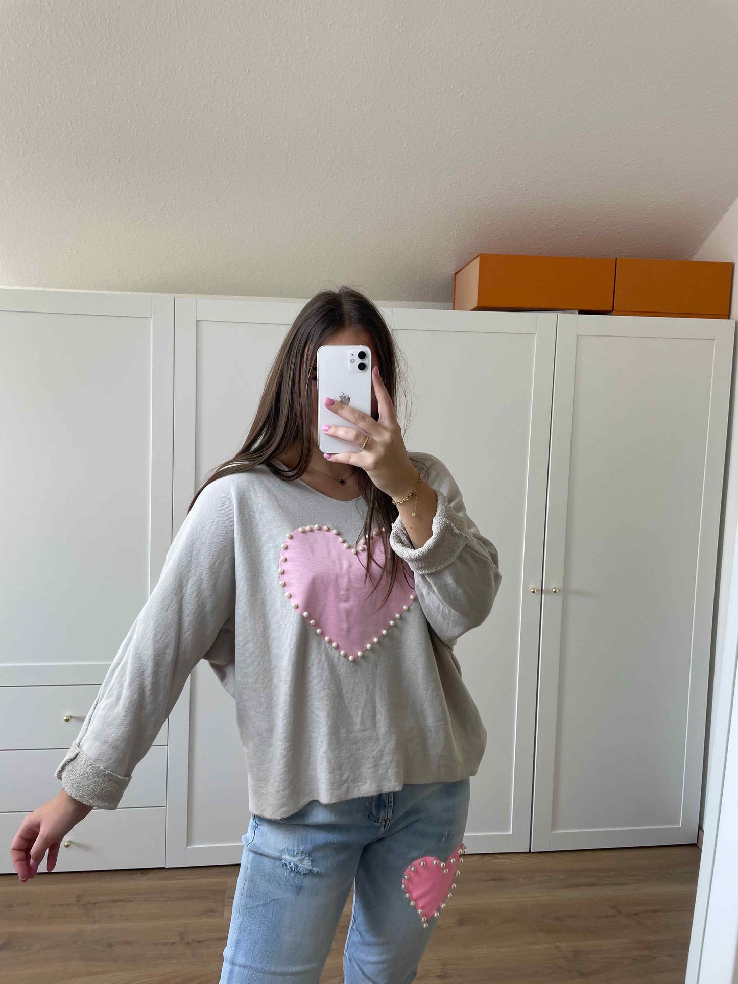 Pullover "Pinkheart" Taupe