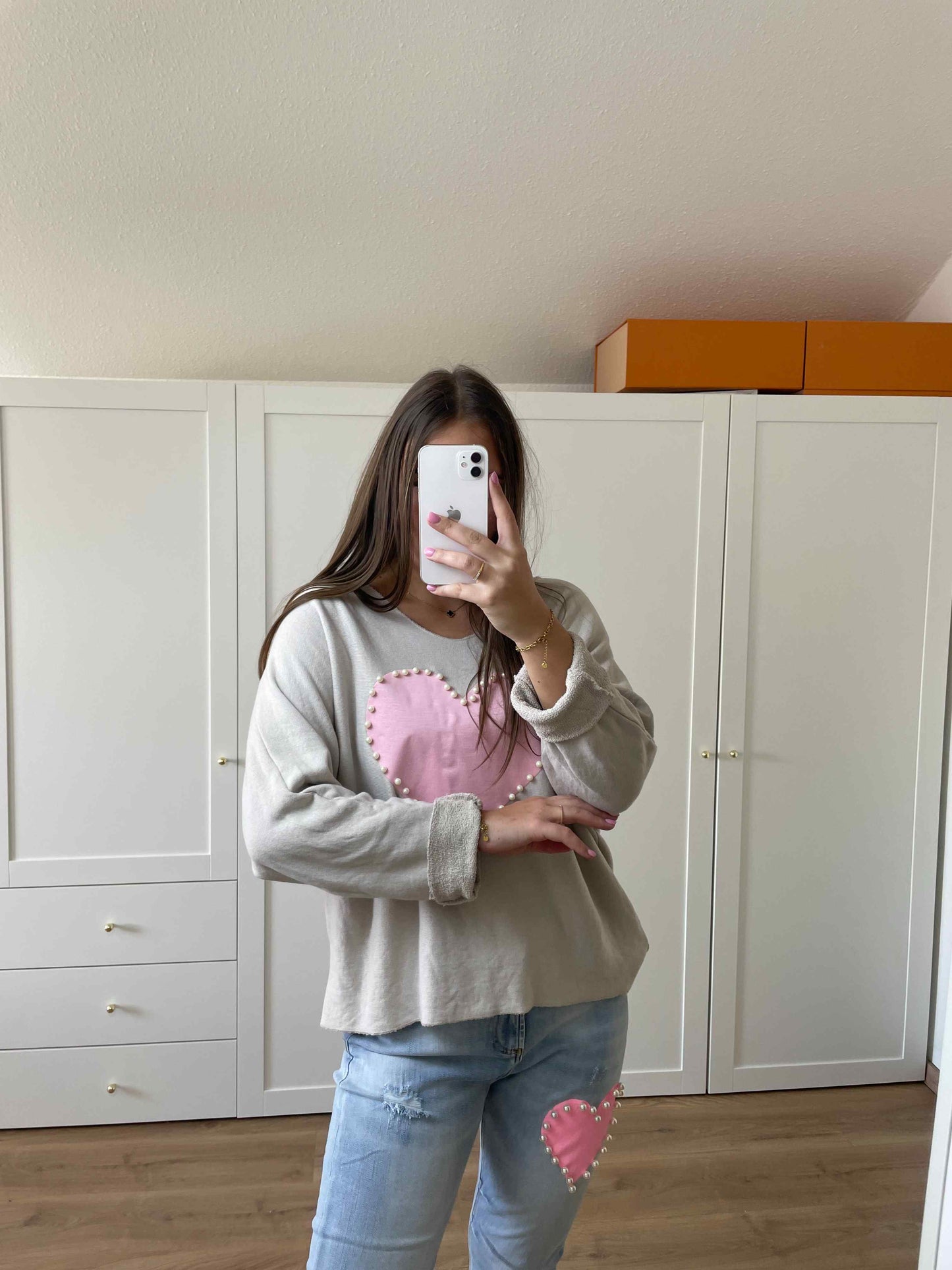 Pullover "Pinkheart" Taupe