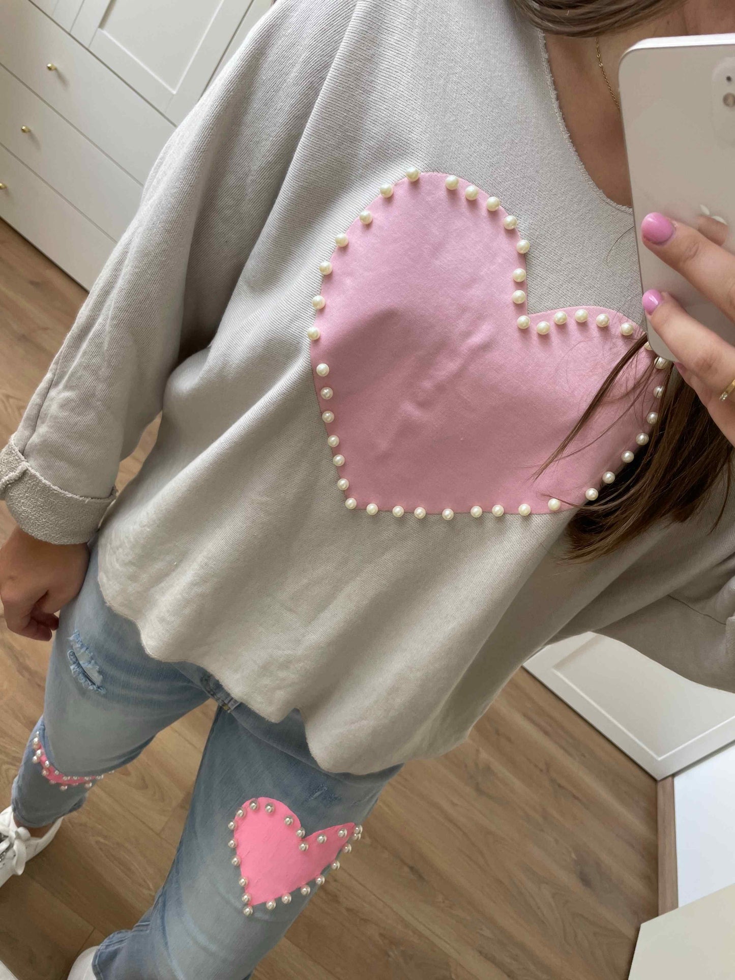 Pullover "Pinkheart" Taupe