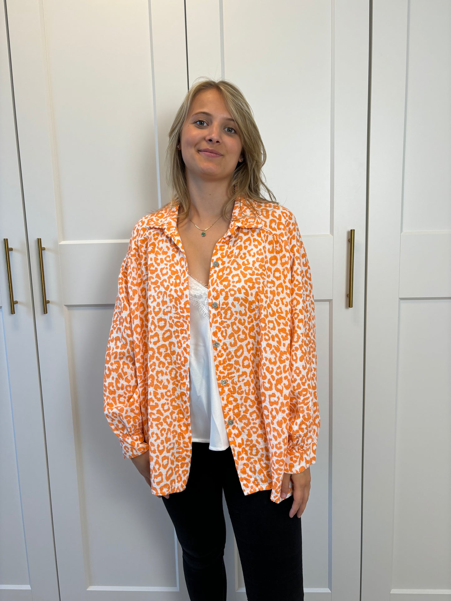 Musselinbluse Leo Orange