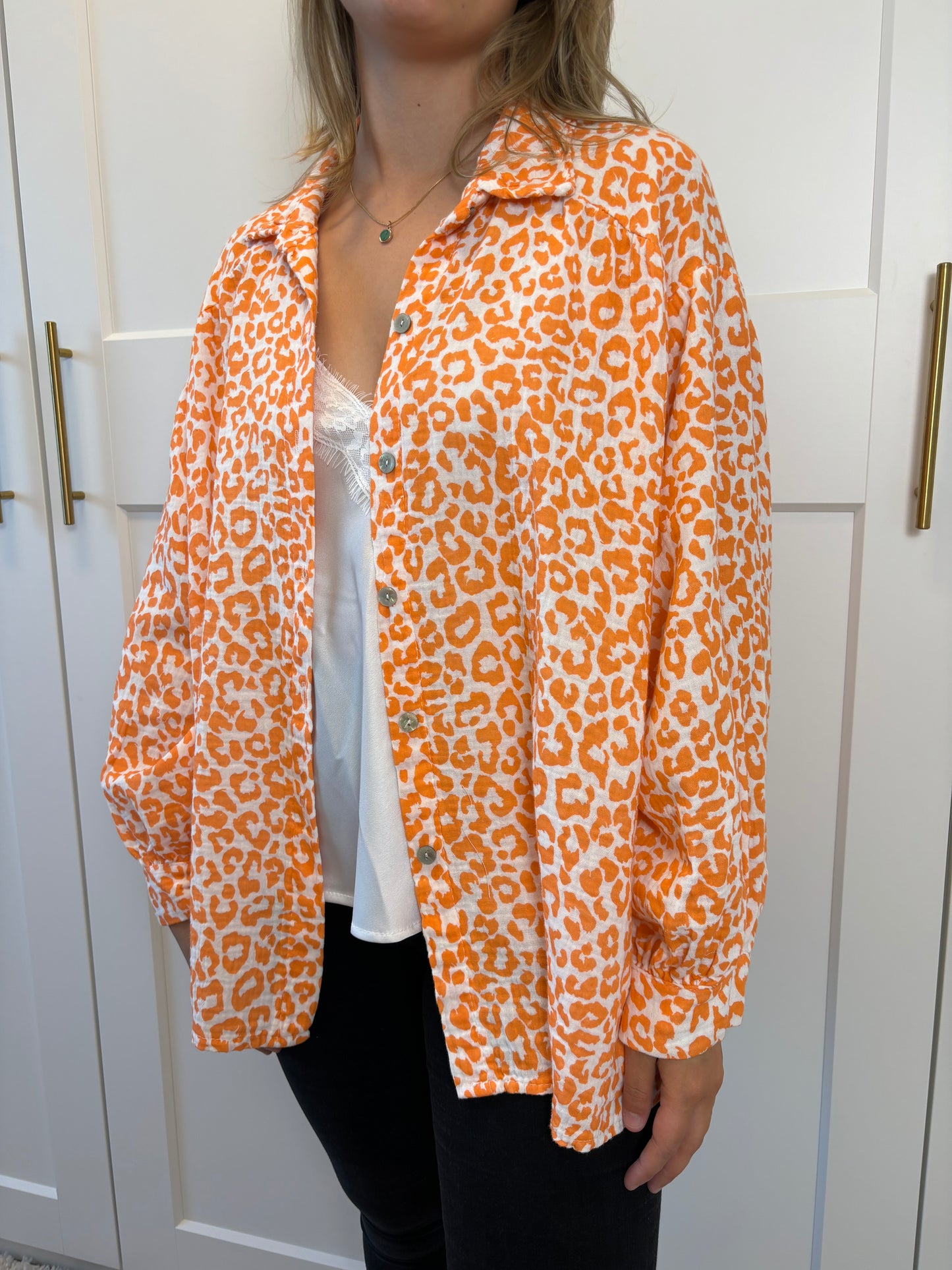 Musselinbluse Leo Orange