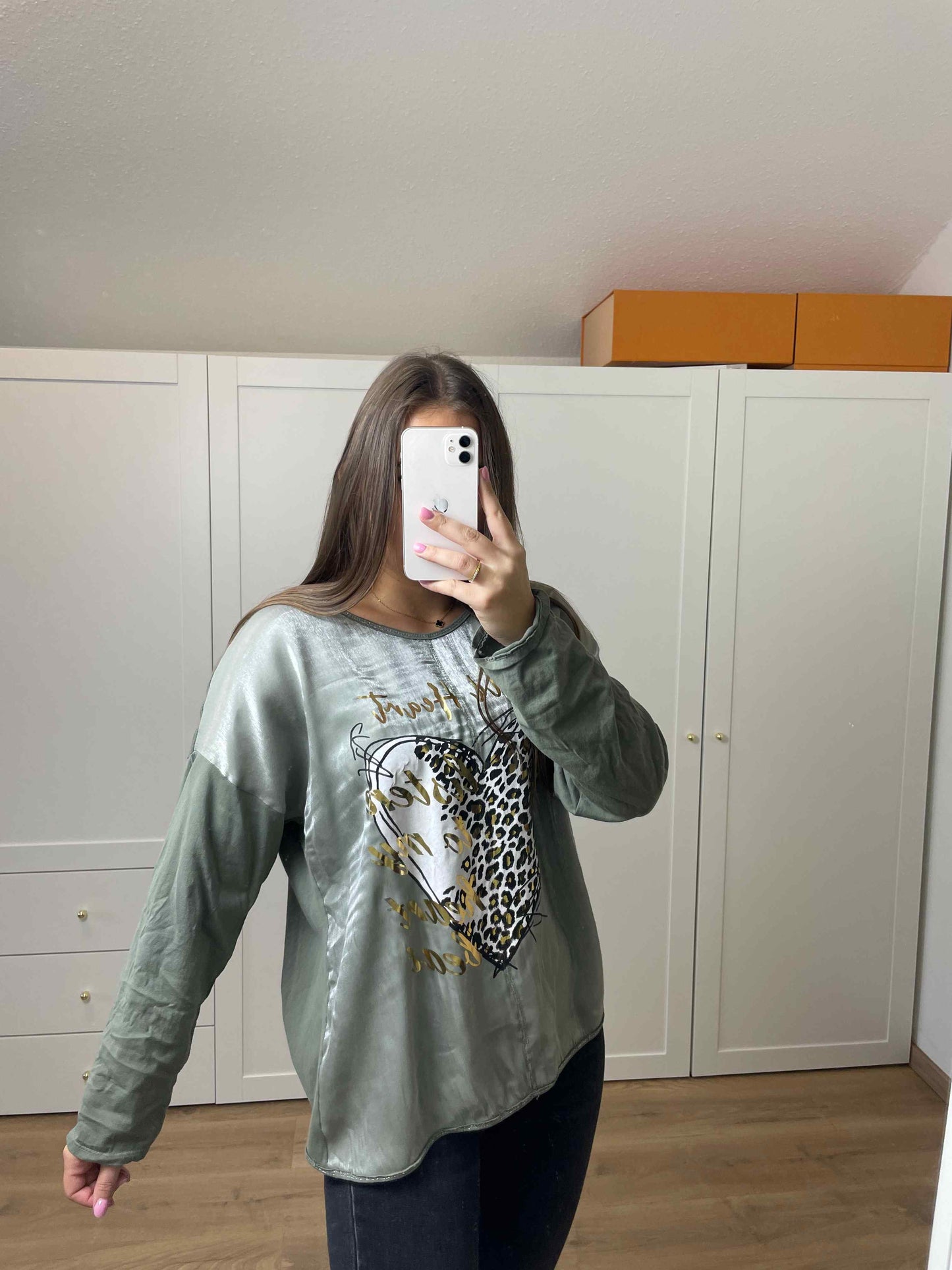 Langarmshirt "Wild Heart" Olivegrün