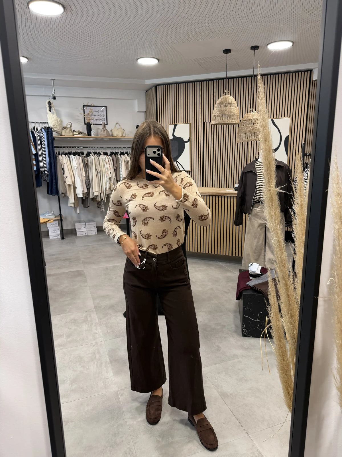 Hose "Crop Jeans" Schokobraun
