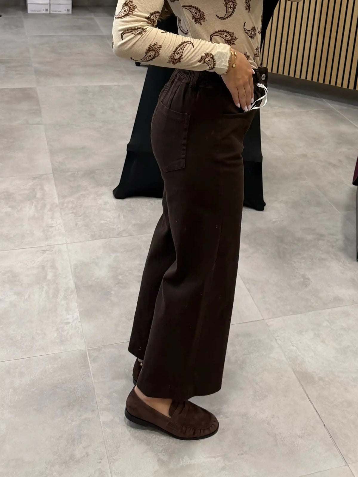 Hose "Crop Jeans" Schokobraun