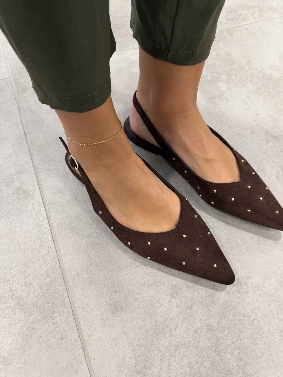 Slingback-Ballerinas Schokobraun