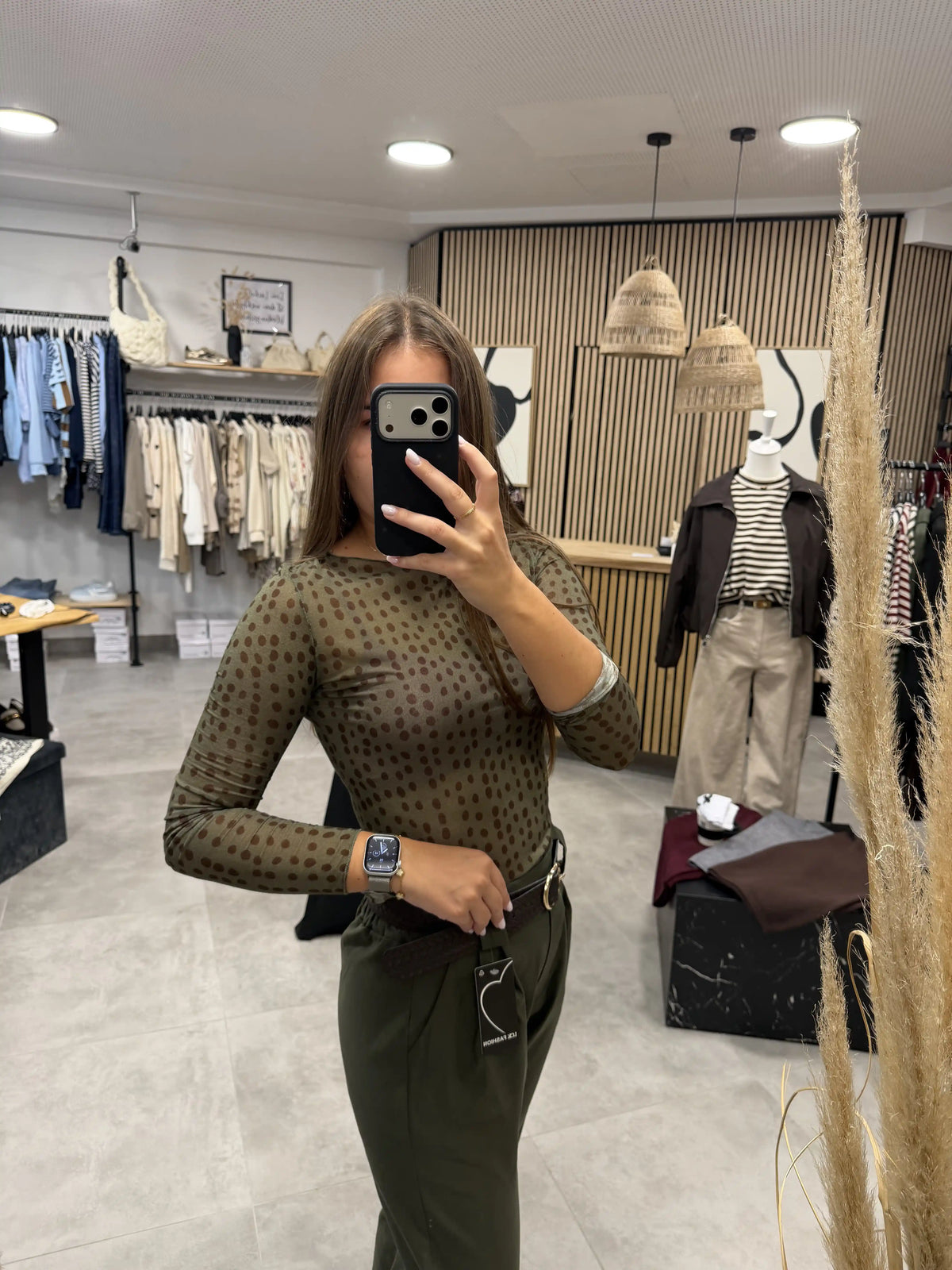 Langarmshirt "Dots Cashemire" Olive