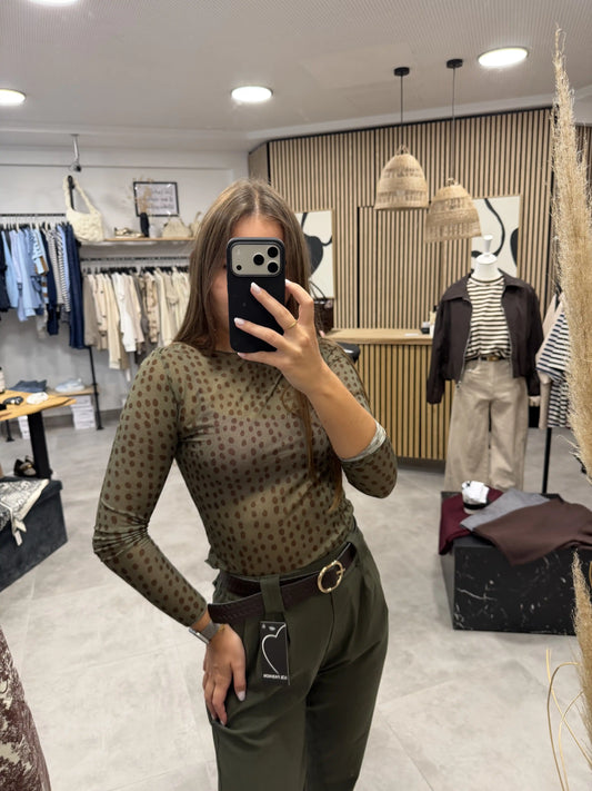 Langarmshirt "Dots Cashemire" Olive
