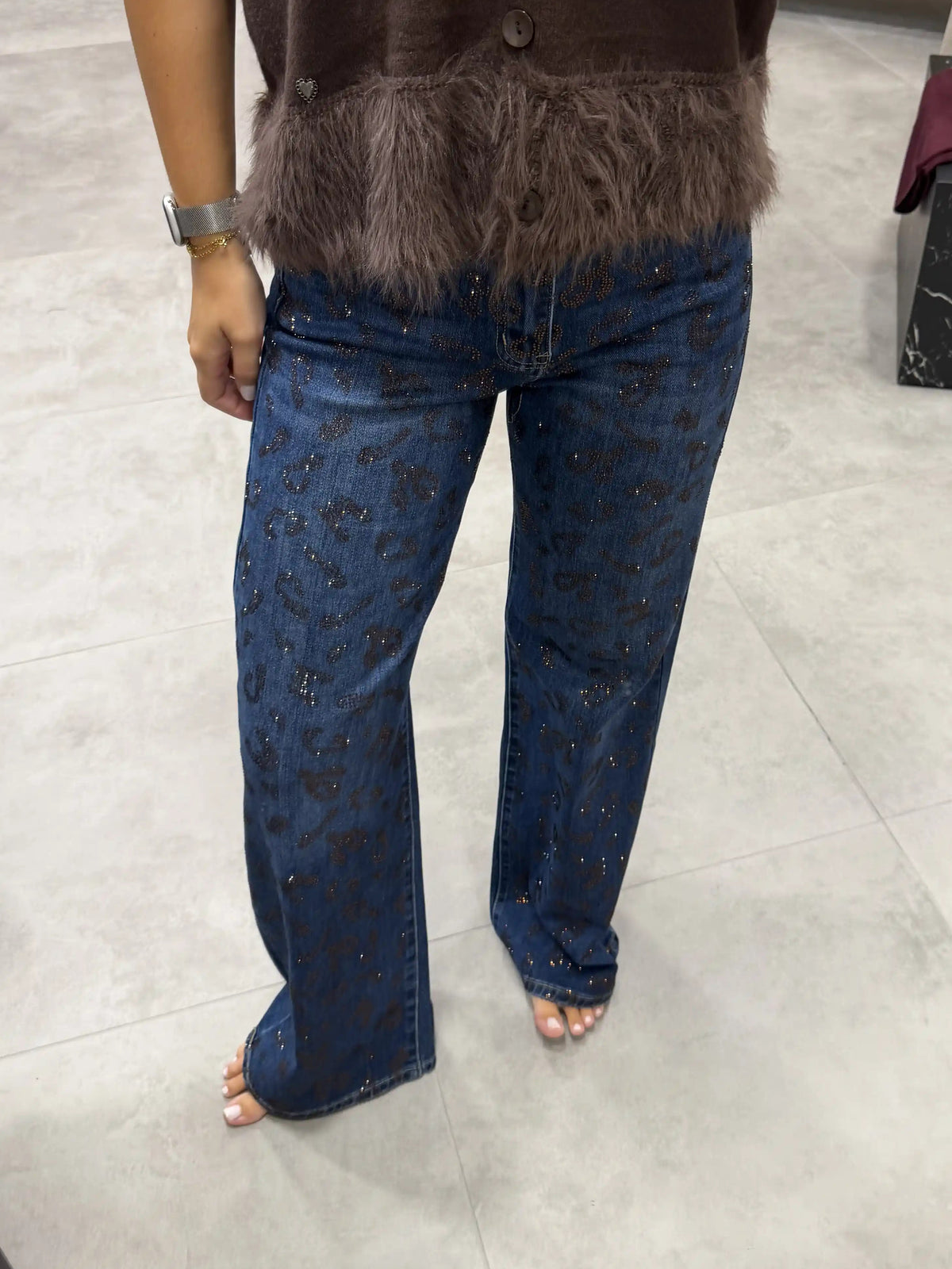 Straight-Leg-Jeans "Leo-Glitzer"