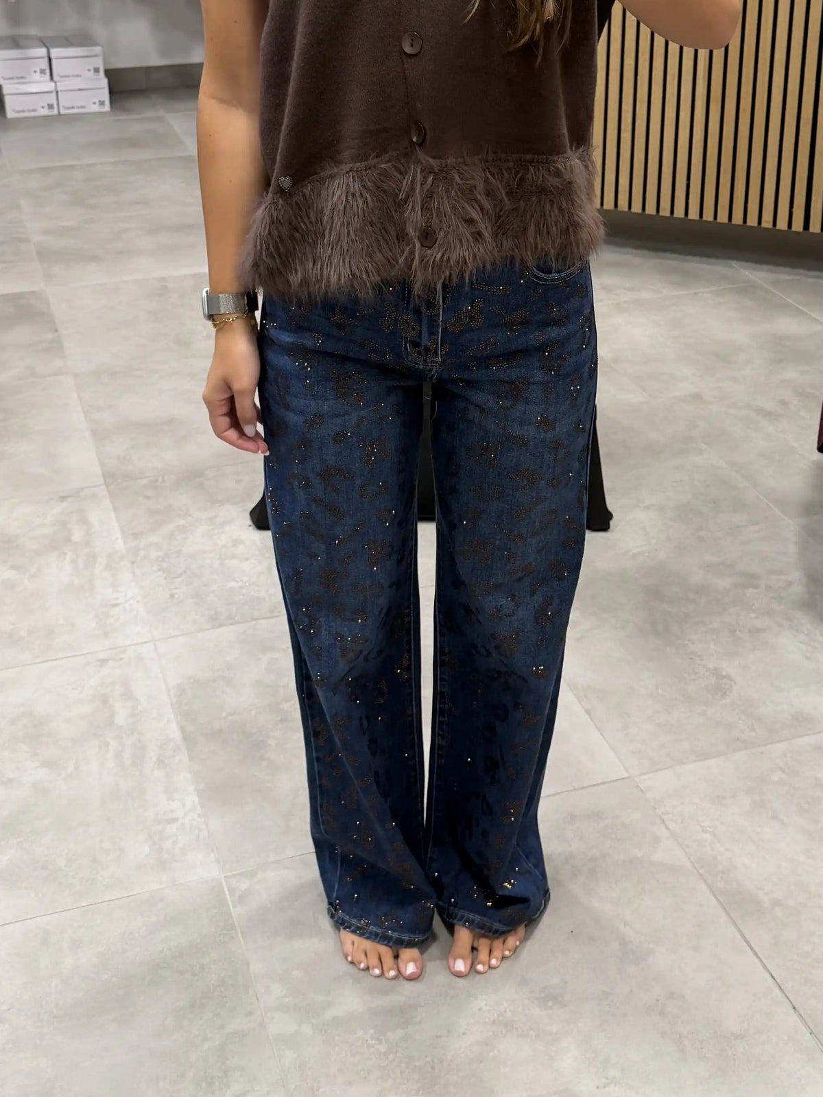 Straight-Leg-Jeans "Leo-Glitzer"