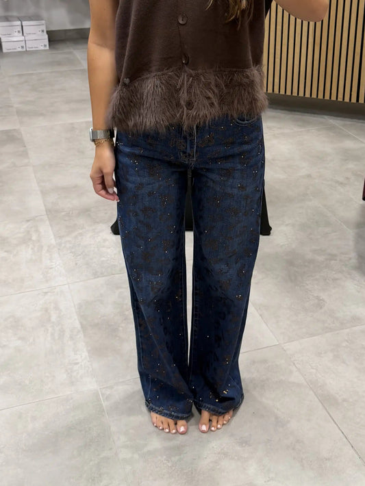 Straight-Leg-Jeans "Leo-Glitzer"