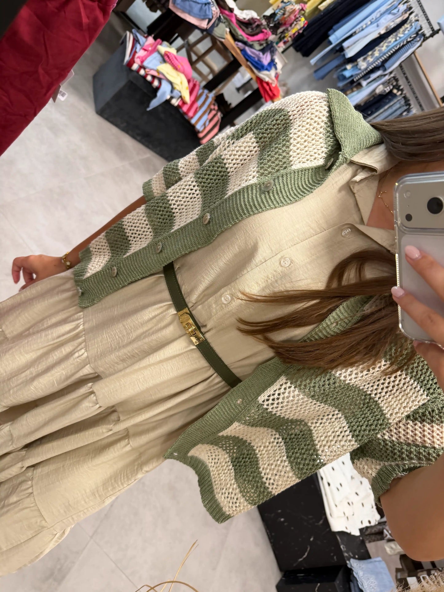 Bluse "Skyline Knit" Olive