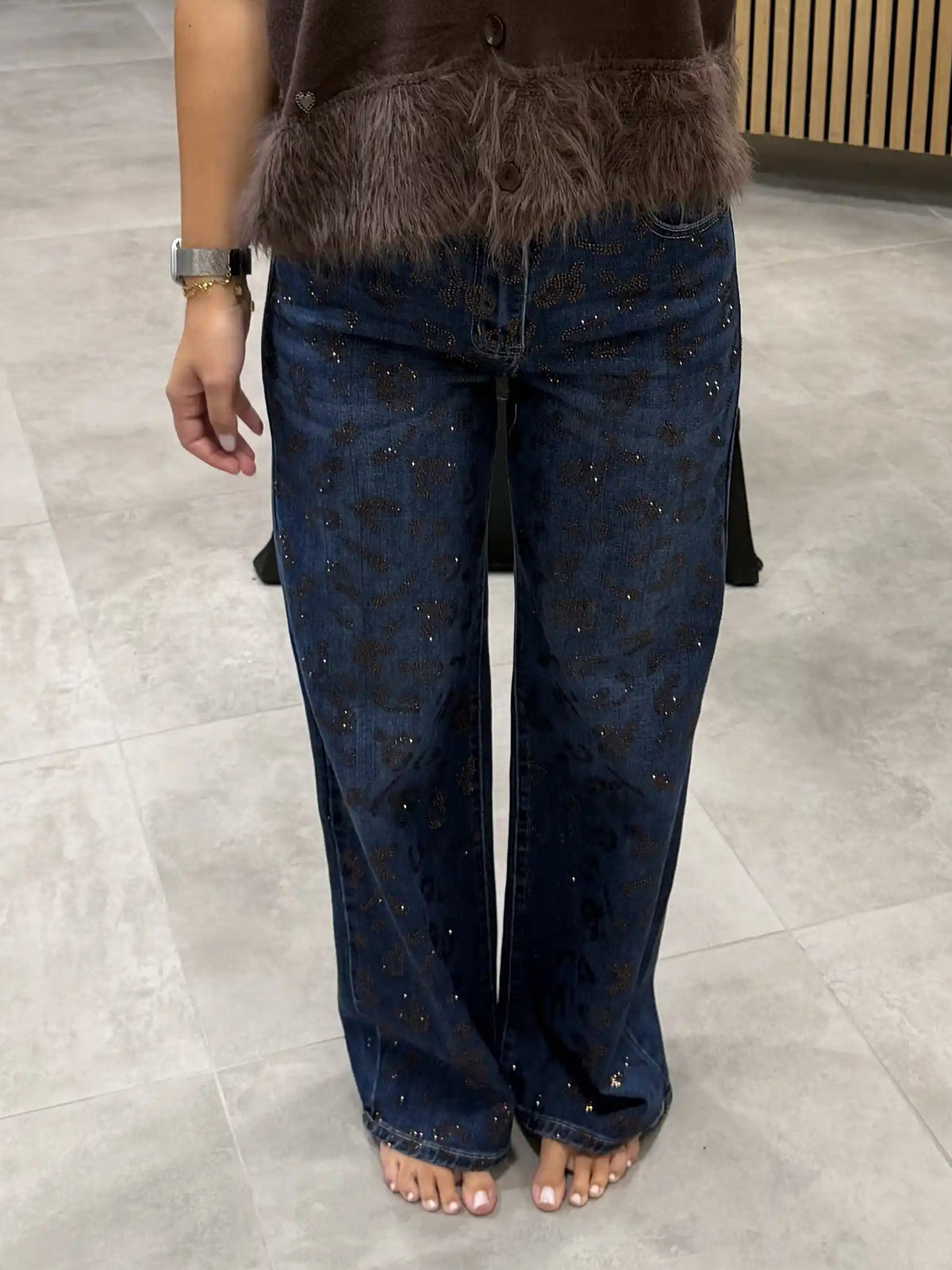 Straight-Leg-Jeans "Leo-Glitzer"