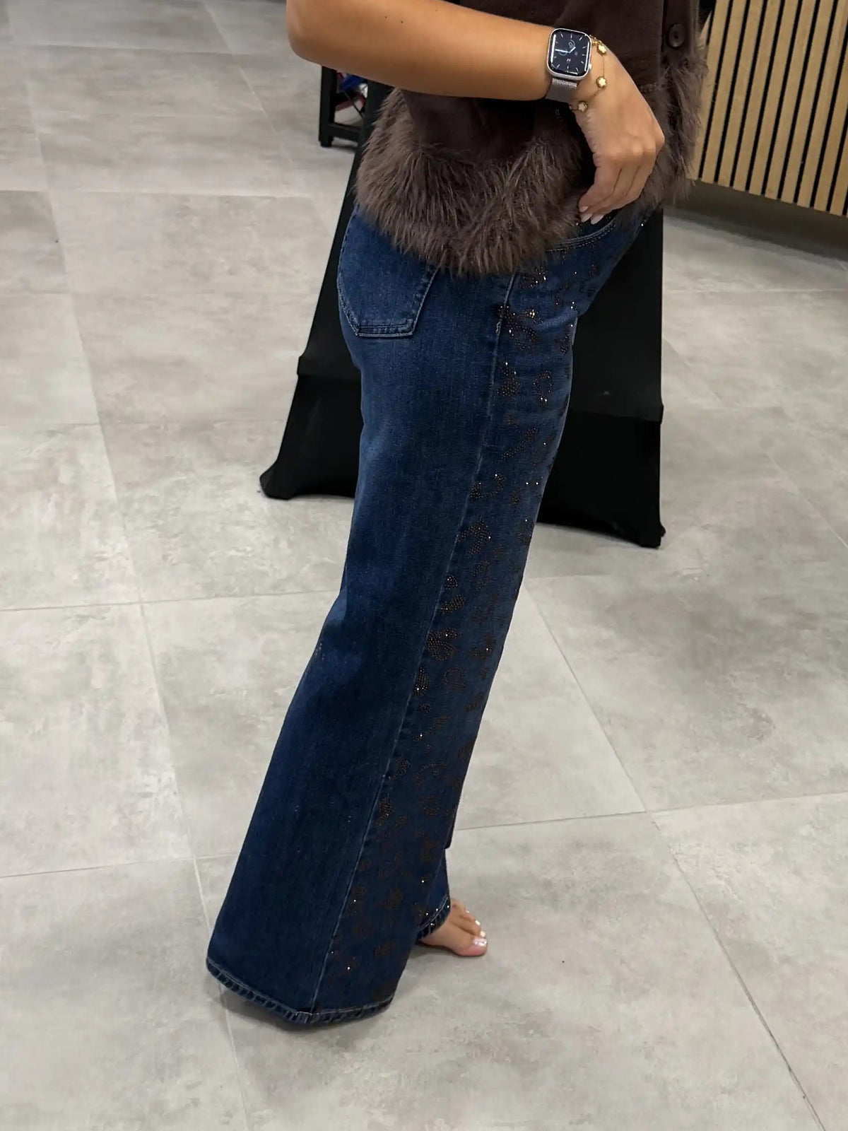 Straight-Leg-Jeans "Leo-Glitzer"