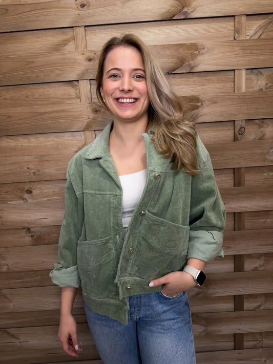 Cordjacke Olivegrün