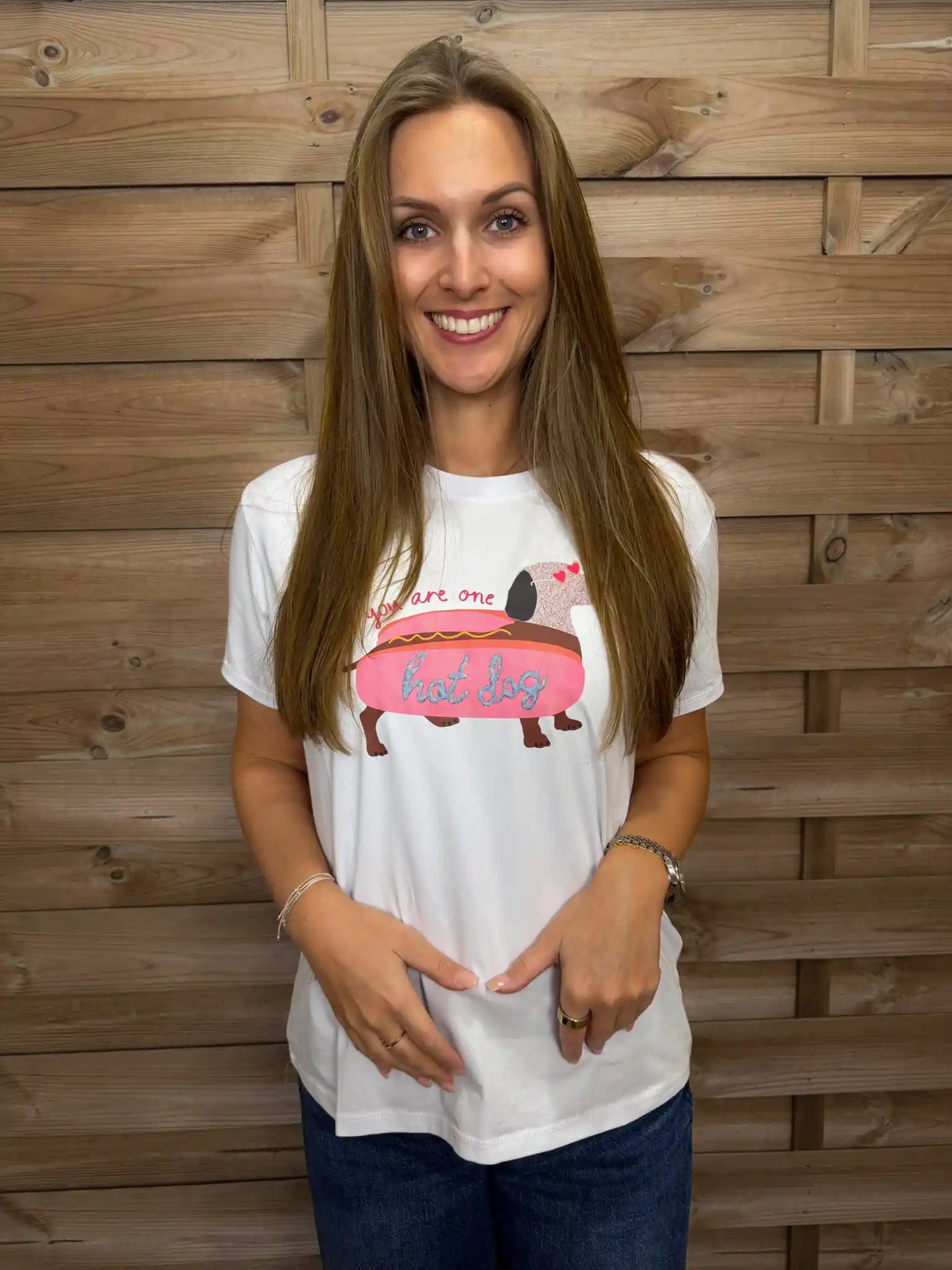 Shirt "Hot Dackel" Hellblau