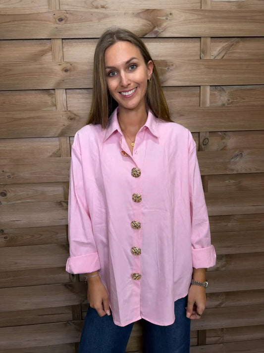 Bluse "Goldknopf" Rosa