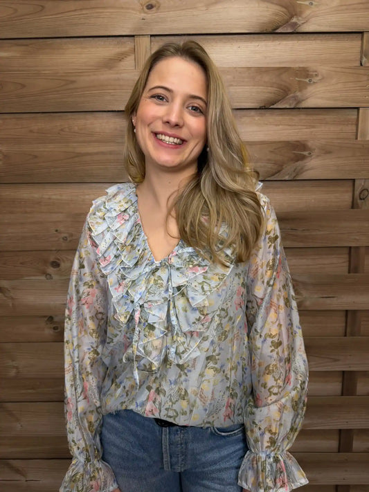 Bluse "Floral Romance" Hellblau