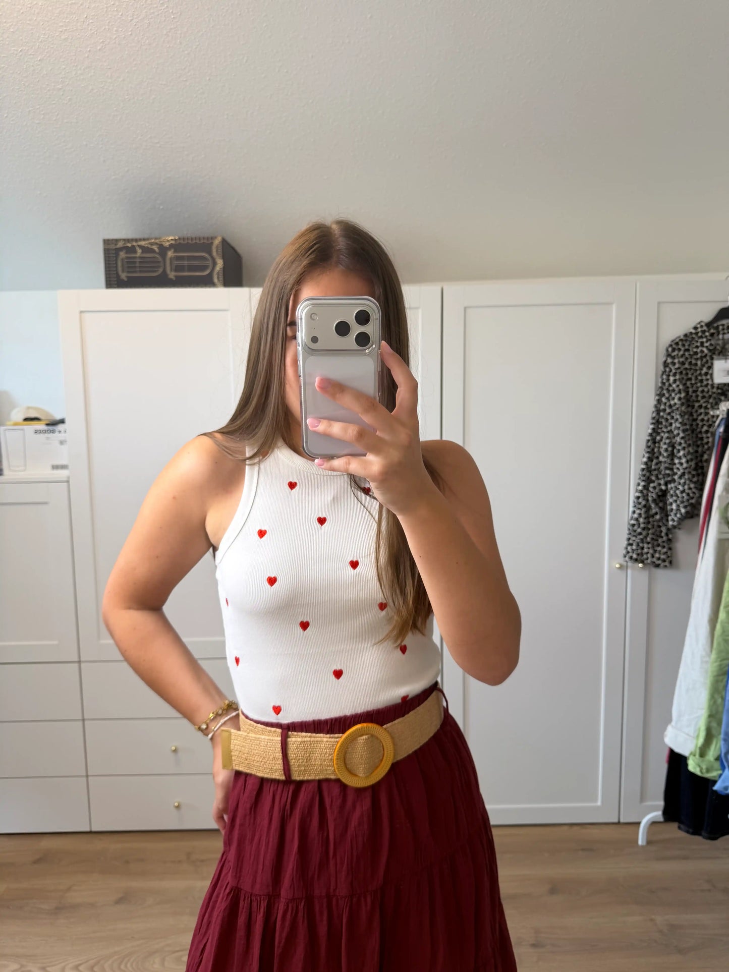 Top "Redheart" Weiß