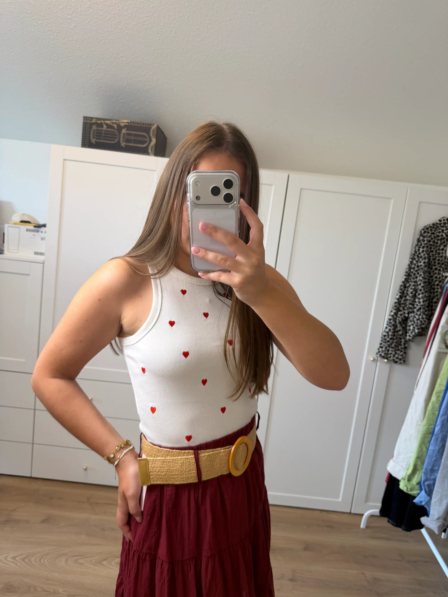 Top "Redheart" Weiß