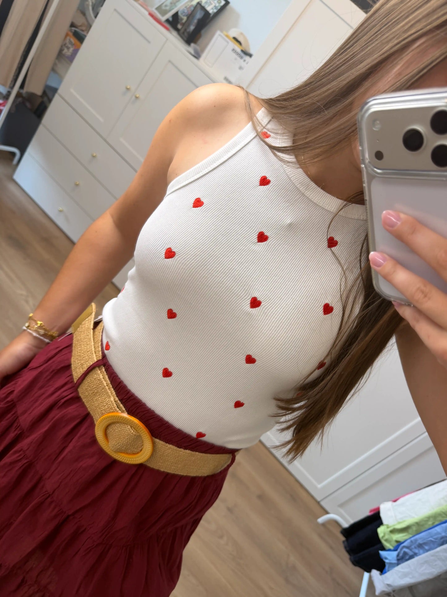 Top "Redheart" Weiß