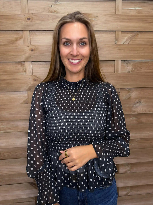 Bluse "Polka Dots" Schwarz