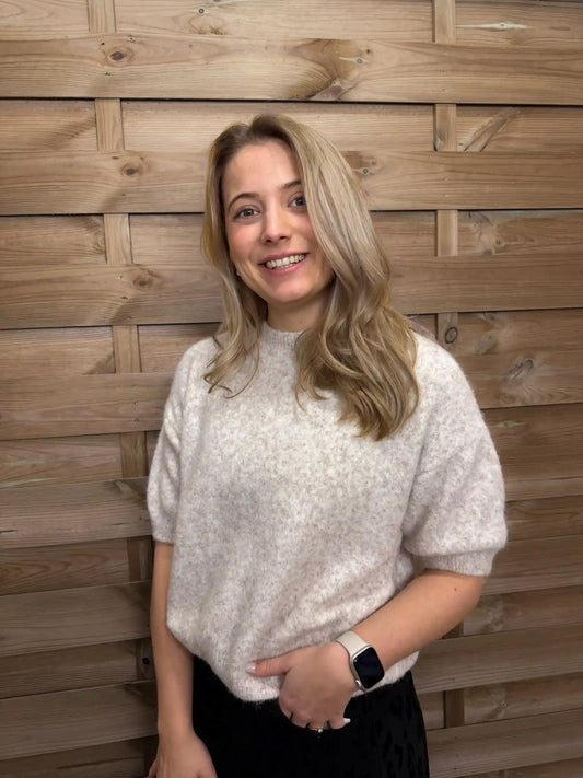 Kurzarmpullover "Cozy" Beige