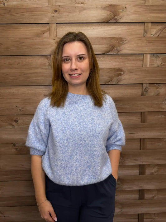 Kurzarmpullover "Cozy" Hellblau