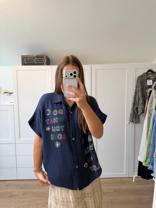 Musselinbluse "Dowhatyolove" Navy