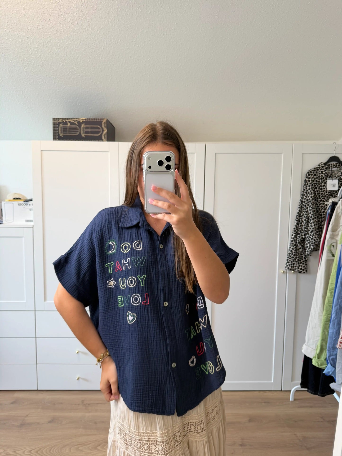 Musselinbluse "Dowhatyolove" Navy