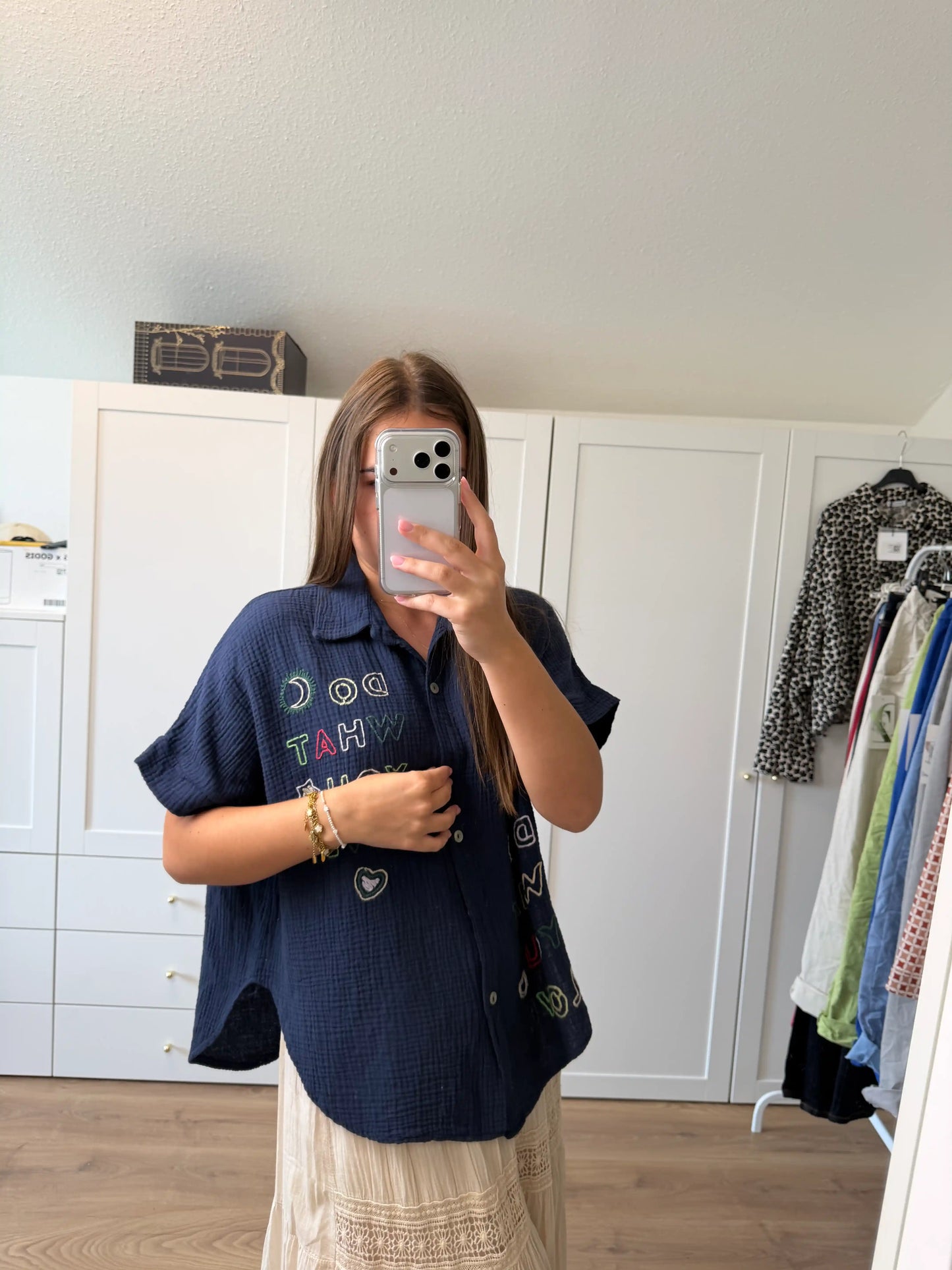 Musselinbluse "Dowhatyolove" Navy
