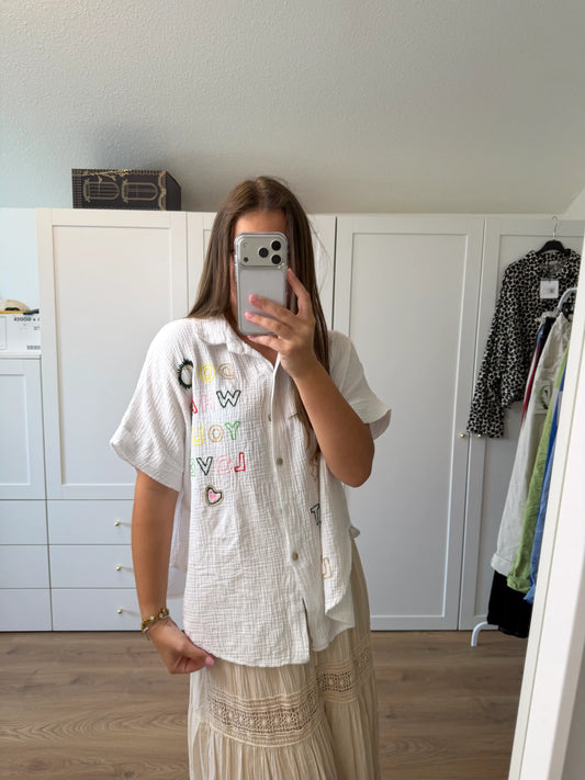 Musselinbluse "Dowhatyolove" Weiß