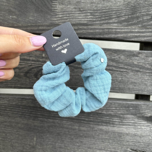 Scrunchie Musselin Blau