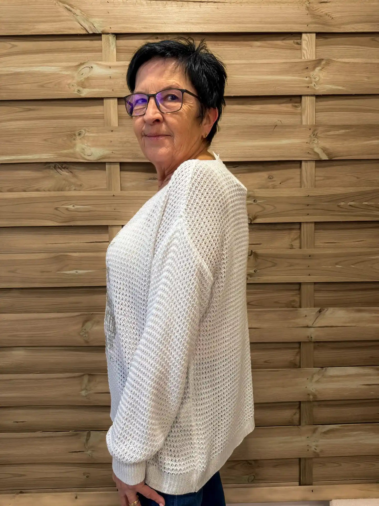 Pullover "Silberschrift" Weiß