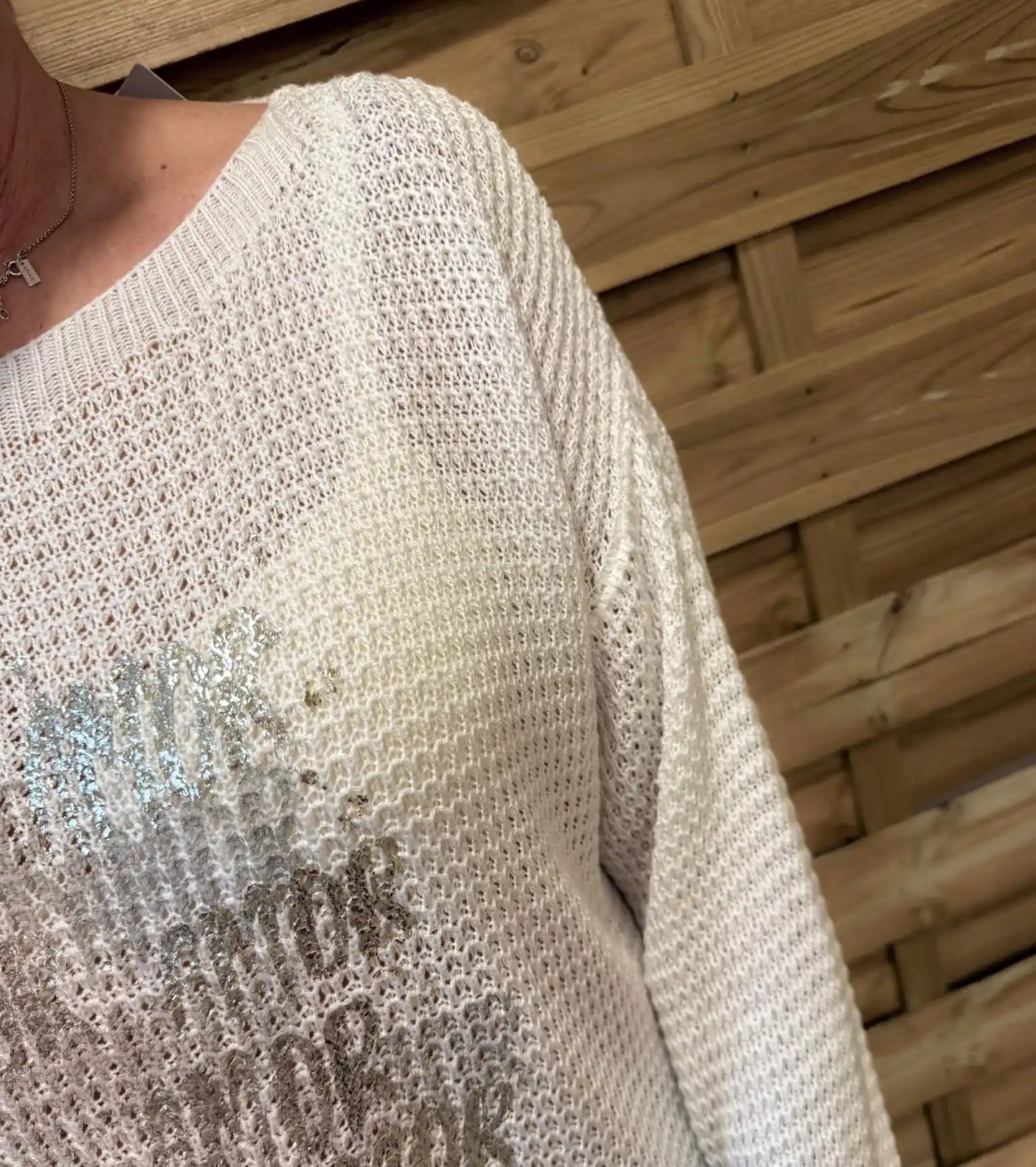 Pullover "Silberschrift" Weiß