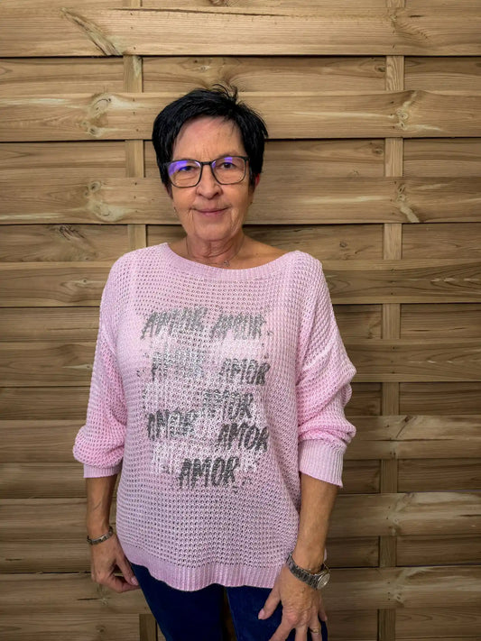 Pullover "Silberschrift" Rosa