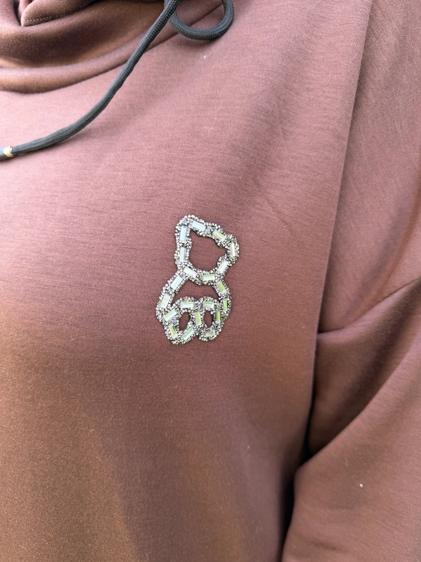 Rollkragenpullover "Glitzerbär" Schokobraun