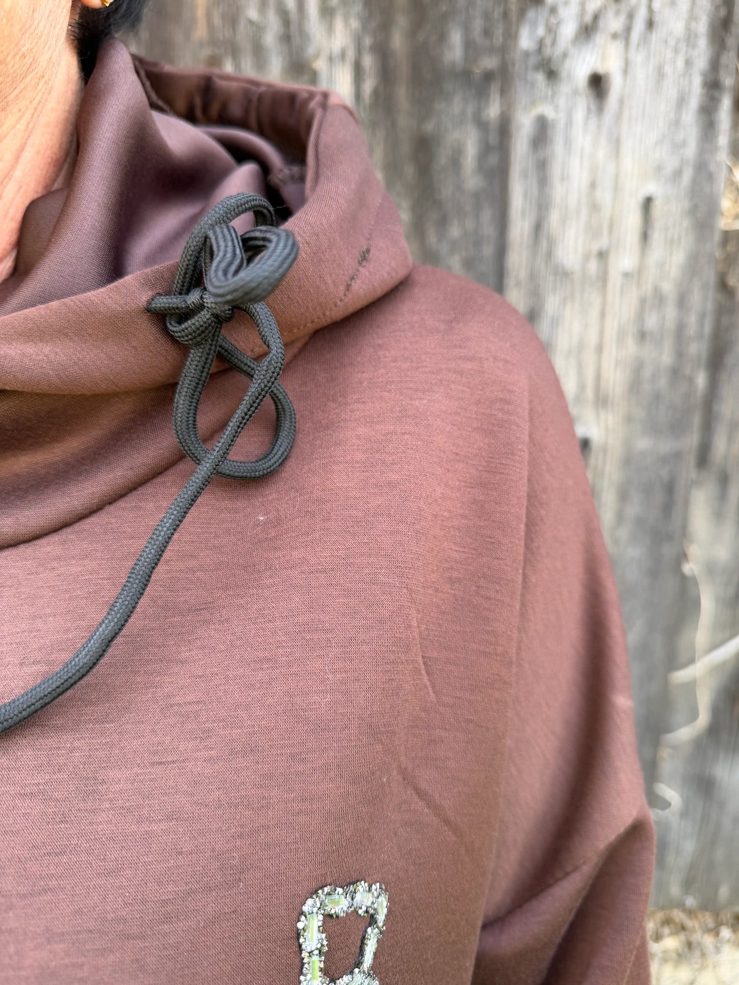 Rollkragenpullover "Glitzerbär" Schokobraun