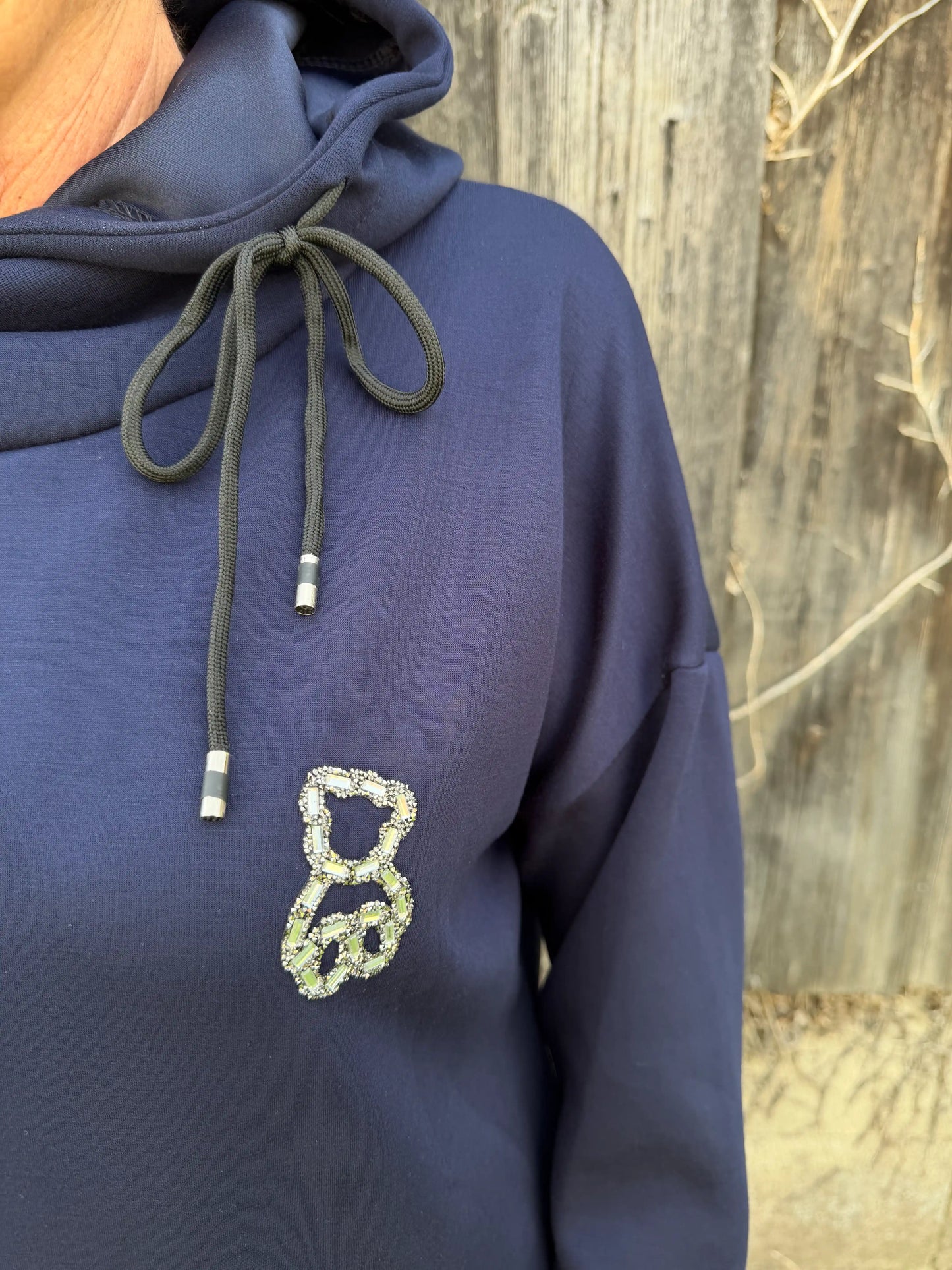 Rollkragenpullover "Glitzerbär" Dunkelblau