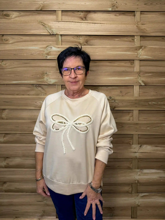 Sweatpullover "Schleife" Beige