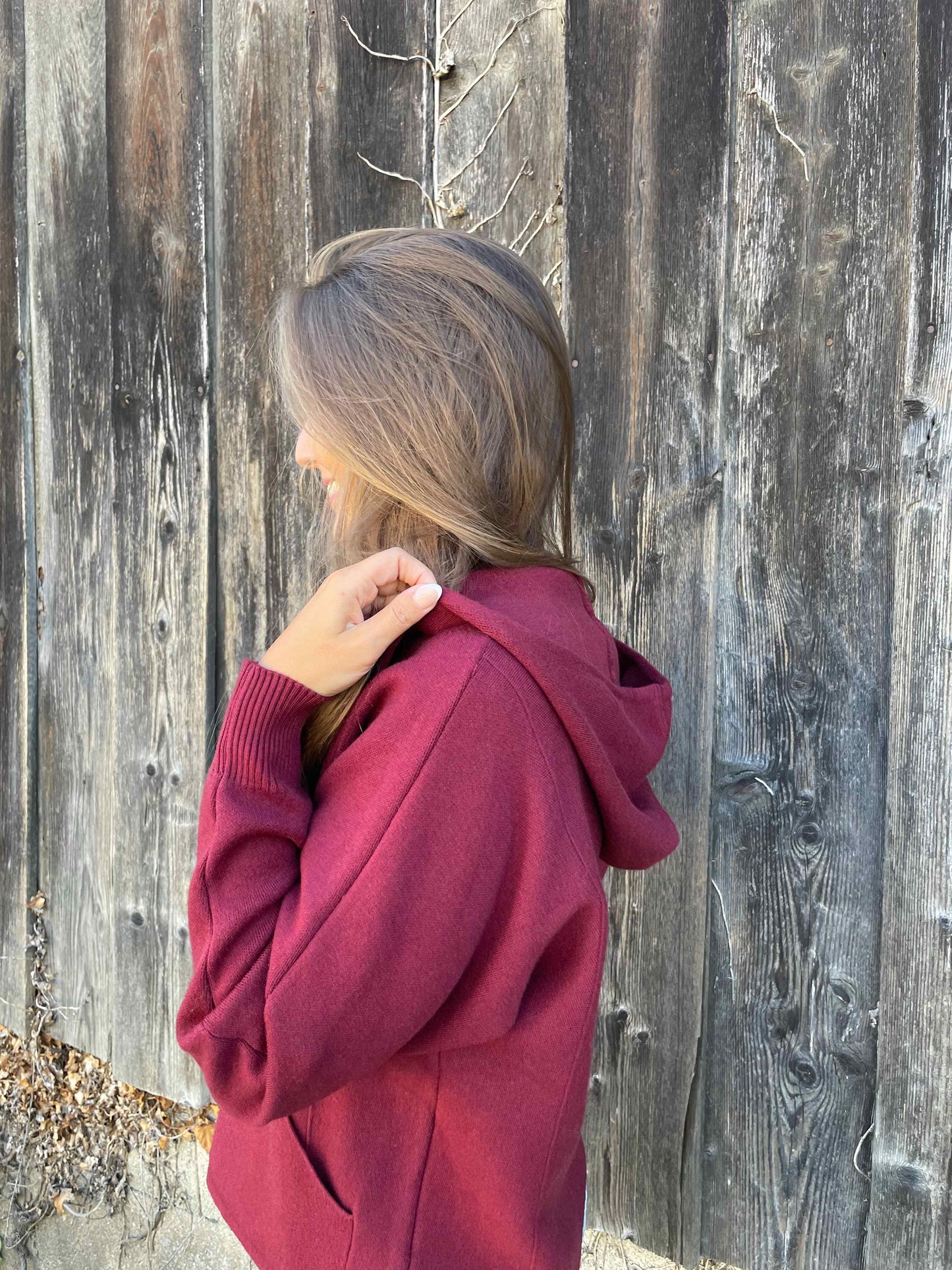Kapuzenjacke "Cozy Zip" Weinrot