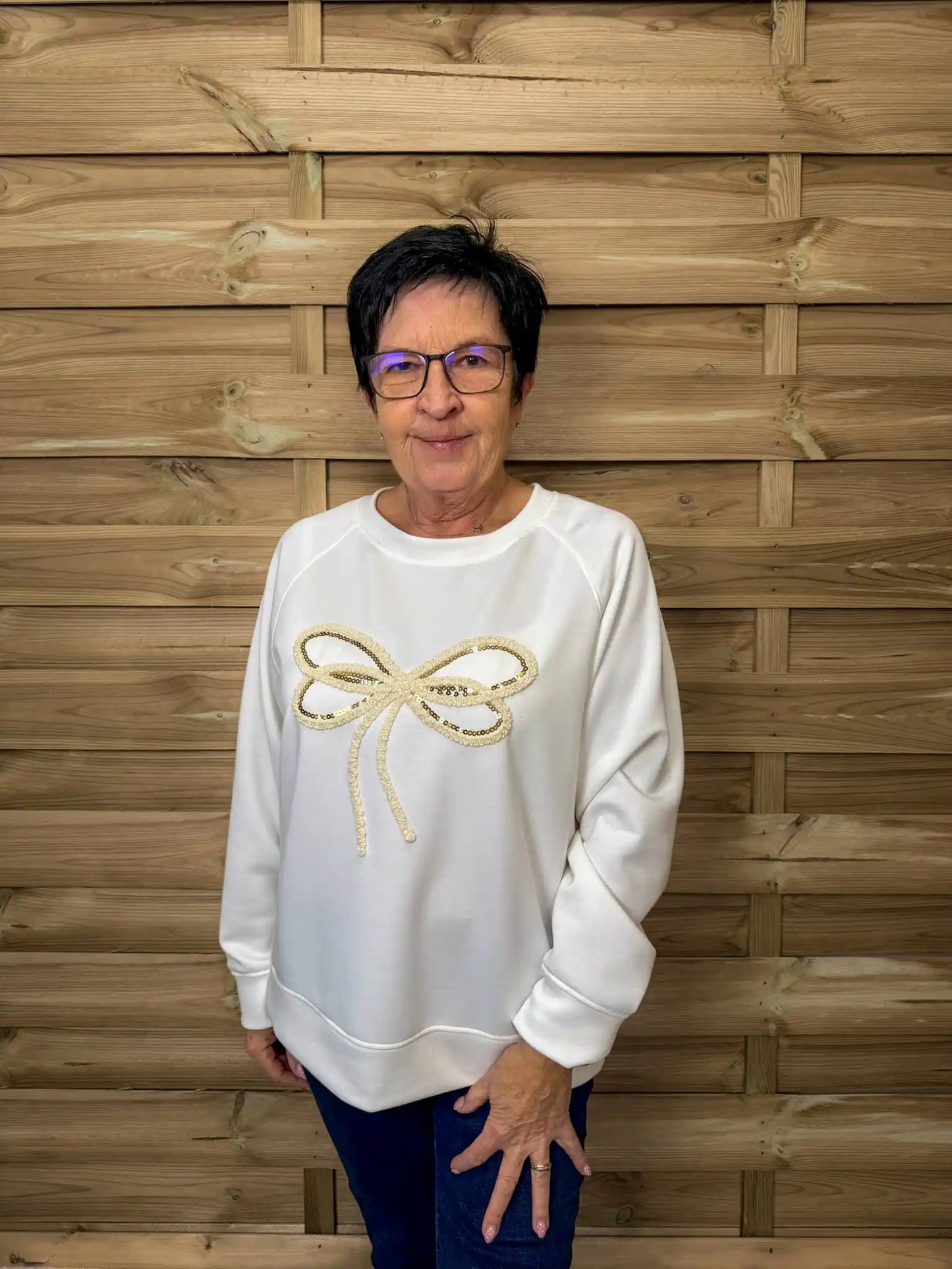 Sweatpullover "Schleife" Weiß