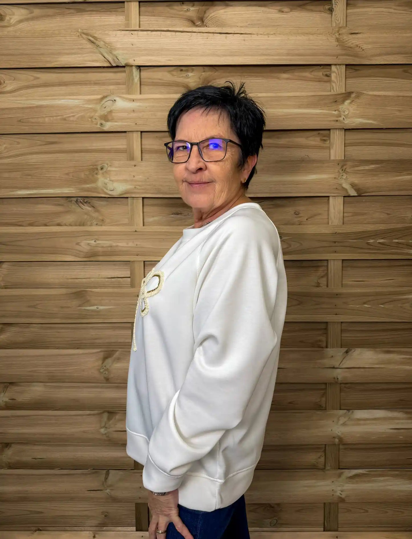 Sweatpullover "Schleife" Weiß