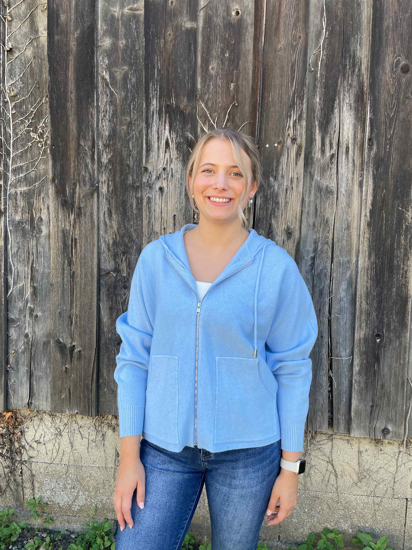 Kapuzenjacke "Cozy Zip" Hellblau