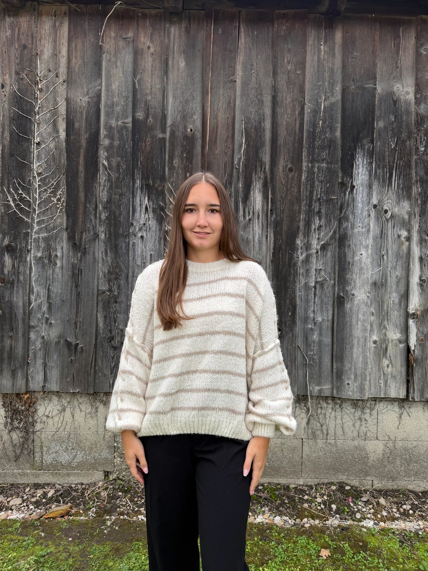 Oversize Pullover "Stripe" Beige