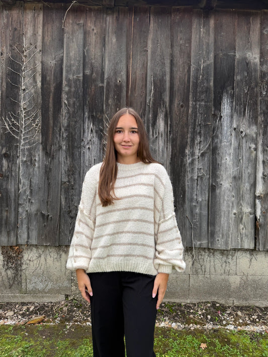 Oversize Pullover "Stripe" Beige