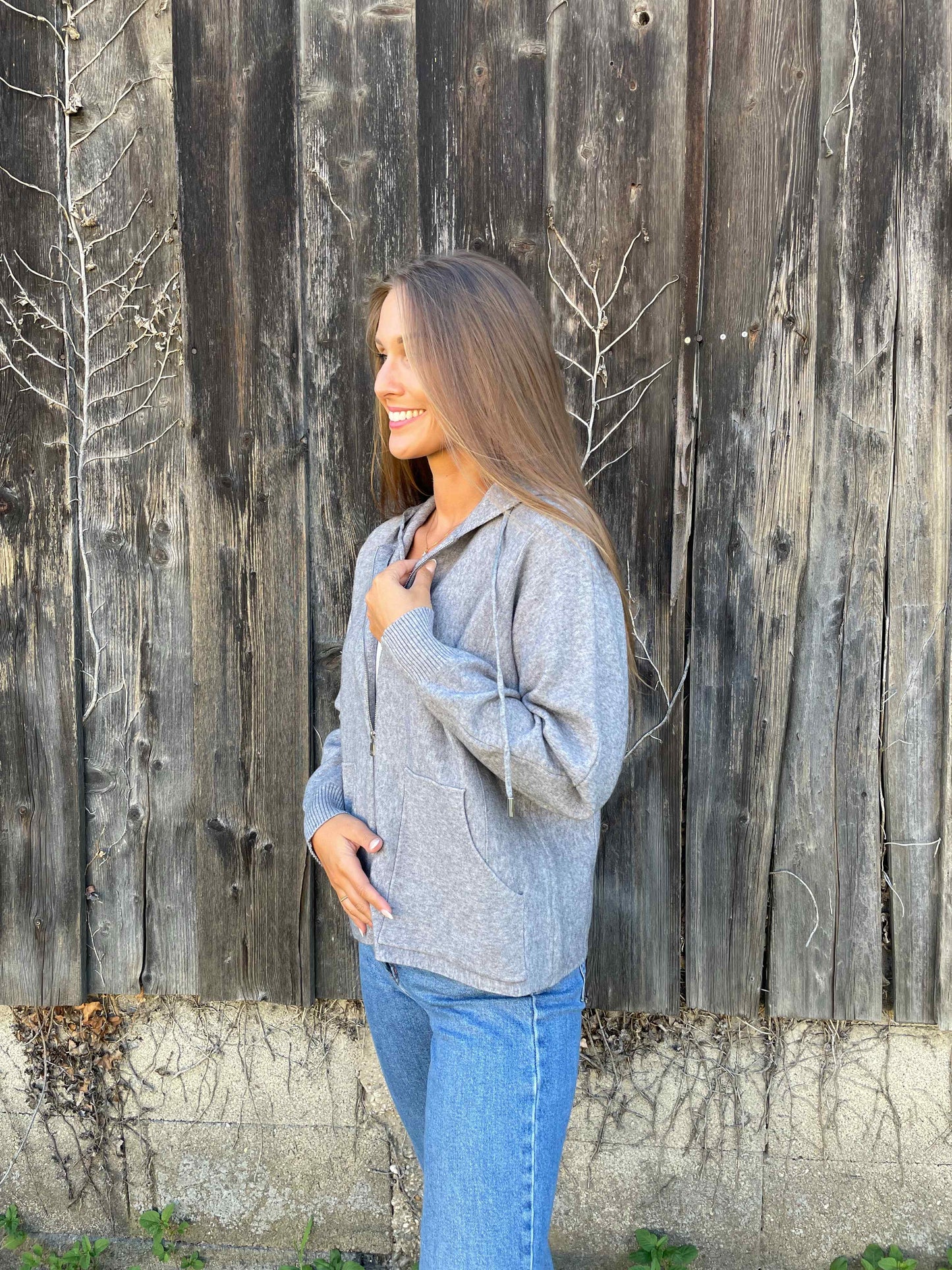 Kapuzenjacke "Cozy Zip" Grau