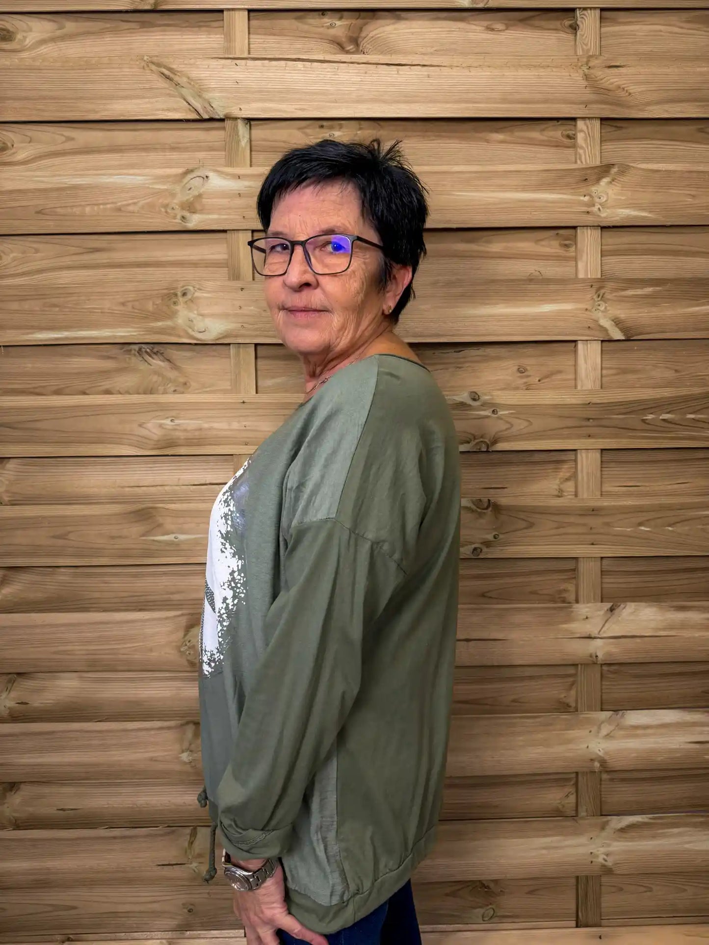 Langarmshirt "Peace" Olivegrün