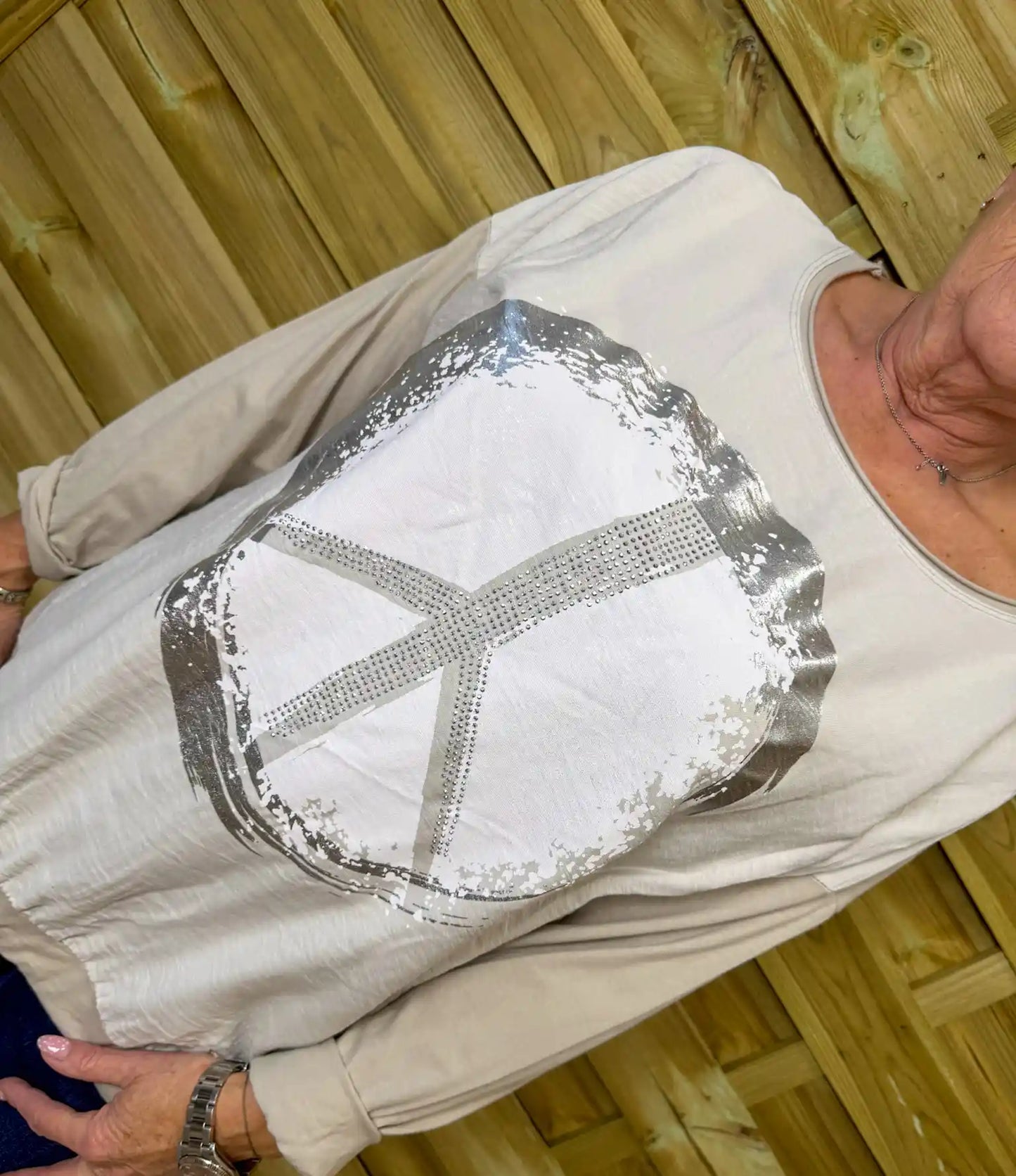 Langarmshirt "Peace" Beige